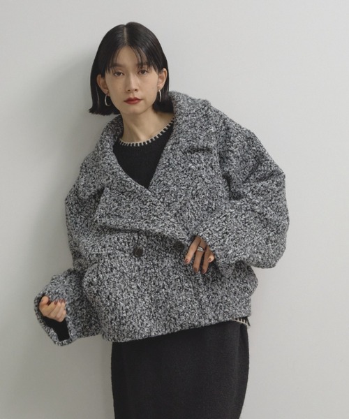 Shelly island（シェリーアイランド）の「ブークレショートコート（ブルゾン・レディース・グレー/その他1/ネイビー・FREE）」の9枚目の写真