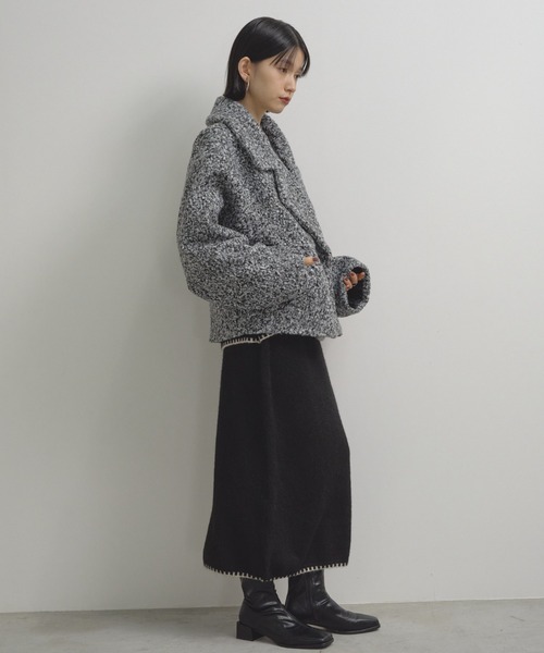 Shelly island（シェリーアイランド）の「ブークレショートコート（ブルゾン・レディース・グレー/その他1/ネイビー・FREE）」の14枚目の写真