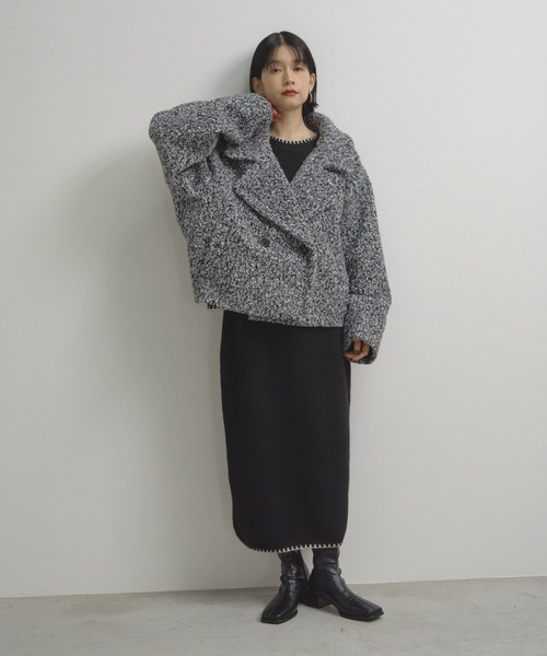 Shelly island（シェリーアイランド）の「ブークレショートコート（ブルゾン・レディース・グレー/その他1/ネイビー・FREE）」の13枚目の写真