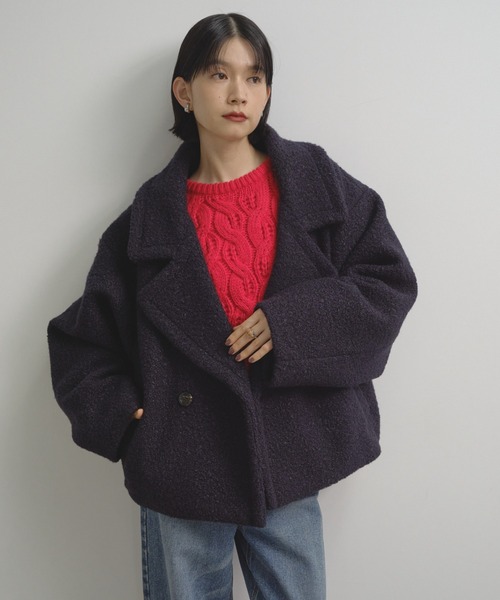 Shelly island（シェリーアイランド）の「ブークレショートコート（ブルゾン・レディース・グレー/その他1/ネイビー・FREE）」の20枚目の写真