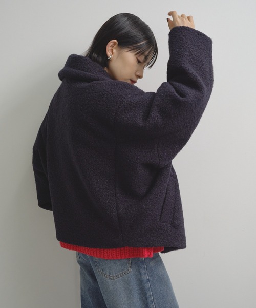 Shelly island（シェリーアイランド）の「ブークレショートコート（ブルゾン・レディース・グレー/その他1/ネイビー・FREE）」の21枚目の写真