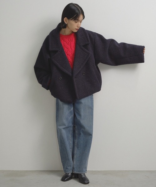 Shelly island（シェリーアイランド）の「ブークレショートコート（ブルゾン・レディース・グレー/その他1/ネイビー・FREE）」の19枚目の写真