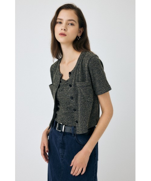 MOUSSY(マウジー)の「BOUCLE TWEED ハーフスリーブカーディガン(カーディガン/ボレロ・レディース・ブラック系その他/ブラック・FREE)」の8枚目の写真