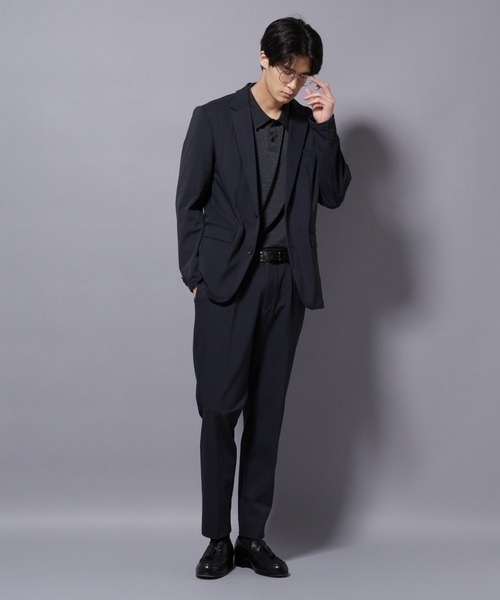 【美品】ナノユニバース スーツセットアップ ナイロン BLK Lサイズ Damerino｣ ナイロンストレッチトリコットセットアップ（スーツ
