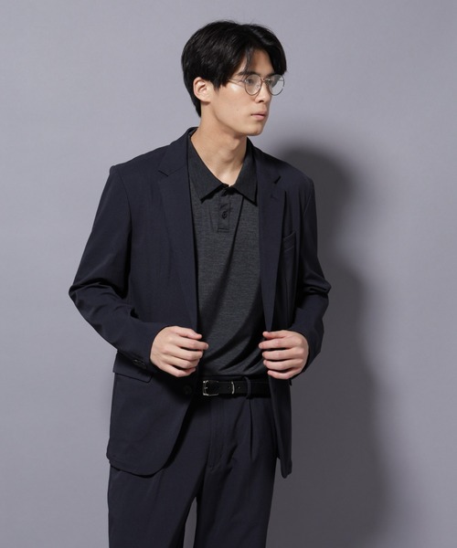 【美品】ナノユニバース スーツセットアップ ナイロン BLK Lサイズ Damerino｣ ナイロンストレッチトリコットセットアップ（スーツ