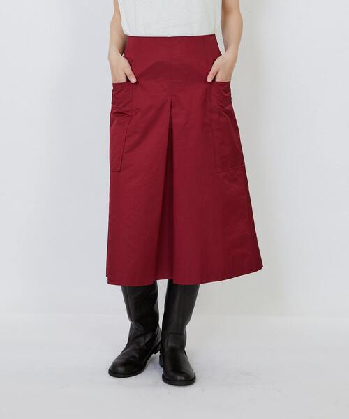 LOISIR(ロワズィール)の「【MTサイズ有り】エステルコットンタフタミモレスカート(スカート・レディース・ブラック/レッド・MT/M)」の2枚目の写真