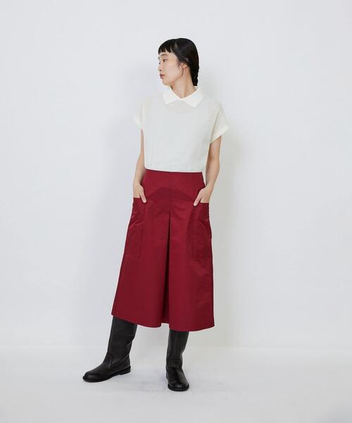 LOISIR(ロワズィール)の「【MTサイズ有り】エステルコットンタフタミモレスカート(スカート・レディース・ブラック/レッド・MT/M)」の15枚目の写真