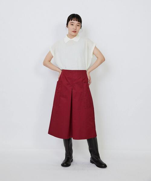 LOISIR(ロワズィール)の「【MTサイズ有り】エステルコットンタフタミモレスカート(スカート・レディース・ブラック/レッド・MT/M)」の16枚目の写真