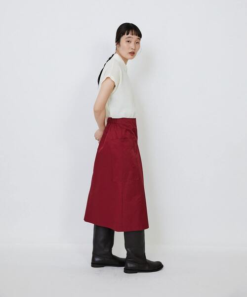 LOISIR(ロワズィール)の「【MTサイズ有り】エステルコットンタフタミモレスカート(スカート・レディース・ブラック/レッド・MT/M)」の17枚目の写真