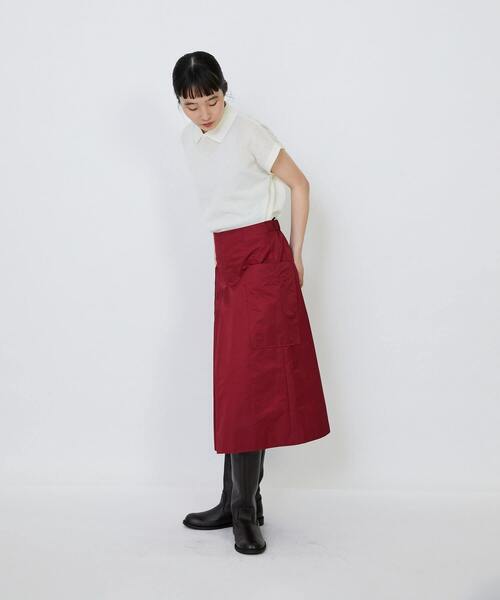 LOISIR(ロワズィール)の「【MTサイズ有り】エステルコットンタフタミモレスカート(スカート・レディース・ブラック/レッド・MT/M)」の18枚目の写真