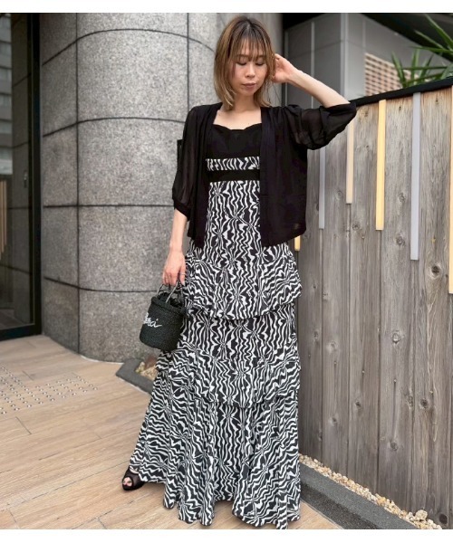 Desert Rose(デザートローズ)の「【DESERT ROSE/デザートローズ】シフォン切替ニットカーディガン(カーディガン/ボレロ・レディース・ブラック・FREE)」の7枚目の写真