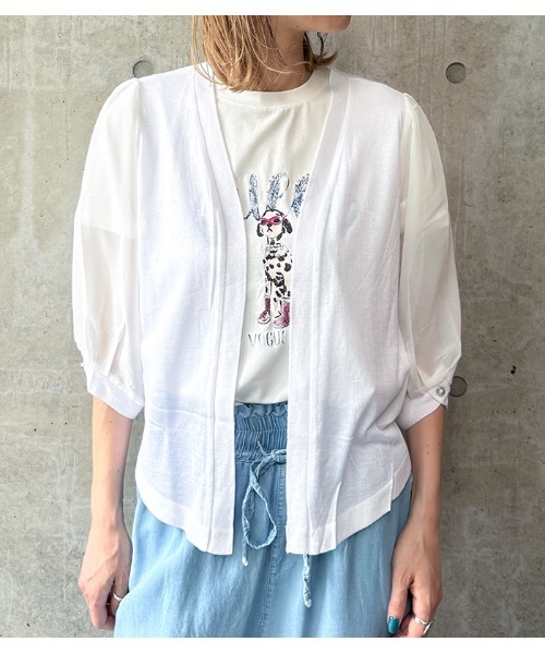 Desert Rose(デザートローズ)の「【DESERT ROSE/デザートローズ】シフォン切替ニットカーディガン(カーディガン/ボレロ・レディース・ブラック/ホワイト・FREE)」の21枚目の写真