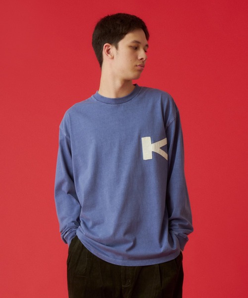 KAVU(カブー)の「KAVU/カブー K Patch LS Tee L/S Tee/ケーパッチ(Tシャツ/カットソー・メンズ・ライトグレー/ネイビー/イエロー・MEDIUM/LARGE/X-LARGE)」の2枚目の写真