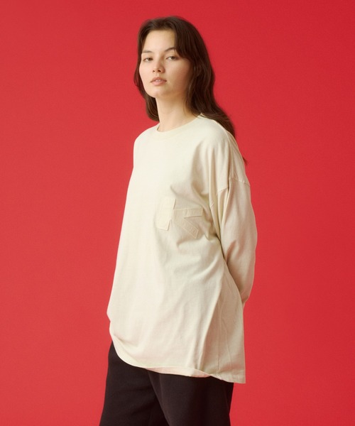 KAVU(カブー)の「KAVU/カブー K Patch LS Tee L/S Tee/ケーパッチ(Tシャツ/カットソー・メンズ・ライトグレー/ネイビー/イエロー・MEDIUM/LARGE/X-LARGE)」の3枚目の写真