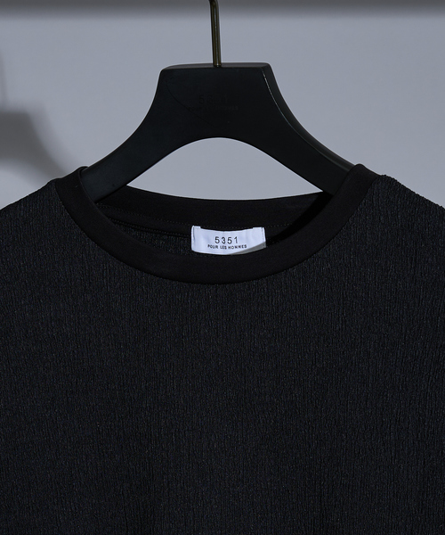 5351 POUR LES HOMMES（ゴーサンゴーイチプールオム）の「シャーリング ジャガード 長袖Tシャツ（Tシャツ/カットソー・メンズ・グレイッシュベージュ/ブラック/ホワイト・46/48/44/50）」の14枚目の写真