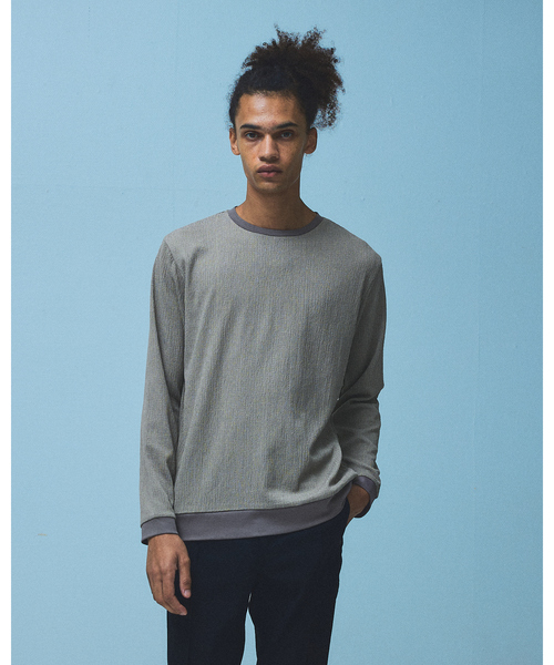 5351 POUR LES HOMMES（ゴーサンゴーイチプールオム）の「シャーリング ジャガード 長袖Tシャツ（Tシャツ/カットソー・メンズ・グレイッシュベージュ/ブラック/ホワイト・46/48/44/50）」の5枚目の写真