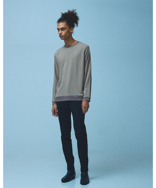 5351 POUR LES HOMMES（ゴーサンゴーイチプールオム）の「シャーリング ジャガード 長袖Tシャツ（Tシャツ/カットソー・メンズ・グレイッシュベージュ/ブラック/ホワイト・46/48/44/50）」の4枚目の写真