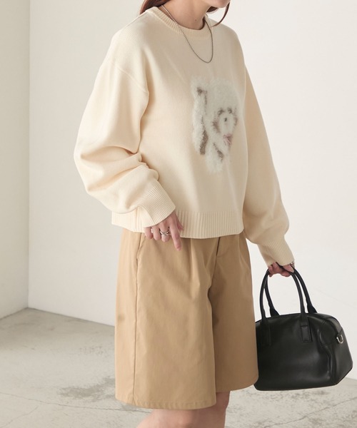 BONLECILL(ボンルシール)の「フェザーふわふわDOGジャガードニットプルオーバー(ニット/セーター・レディース・チャコールグレー/ネイビー/ブラック/アイボリー・FREE)」の11枚目の写真