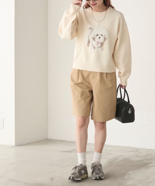 BONLECILL(ボンルシール)の「フェザーふわふわDOGジャガードニットプルオーバー(ニット/セーター・レディース・チャコールグレー/ネイビー/ブラック/アイボリー・FREE)」の10枚目の写真