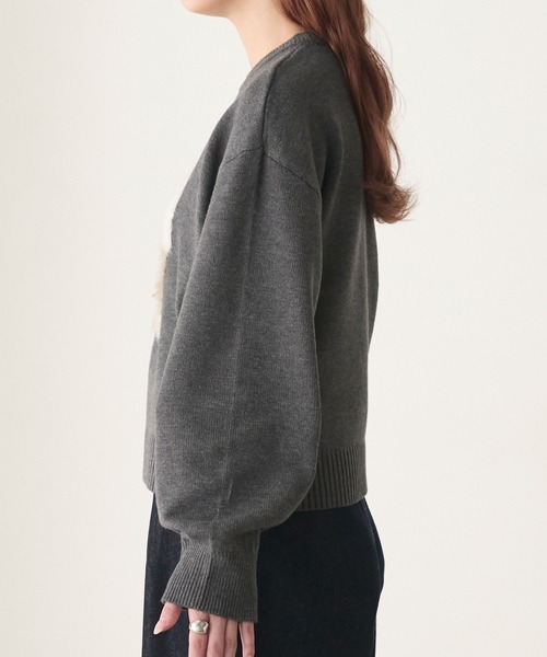 チャコールニットみゅー様 MUHET（ミュエータ）の「ribbed zip-up knit hoodie / リブニット