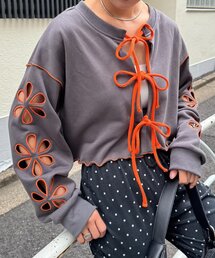 レディースのスウェット（グレー/灰色系・花柄・ボタニカル柄