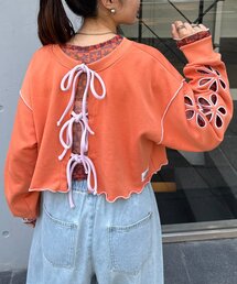 HELLO.SANFRANCISCO | 【HELLO.SANFRANCISCO/ハローサンフランシスコ】2WAYフラワーカットスウェットカーデ(スウェット)