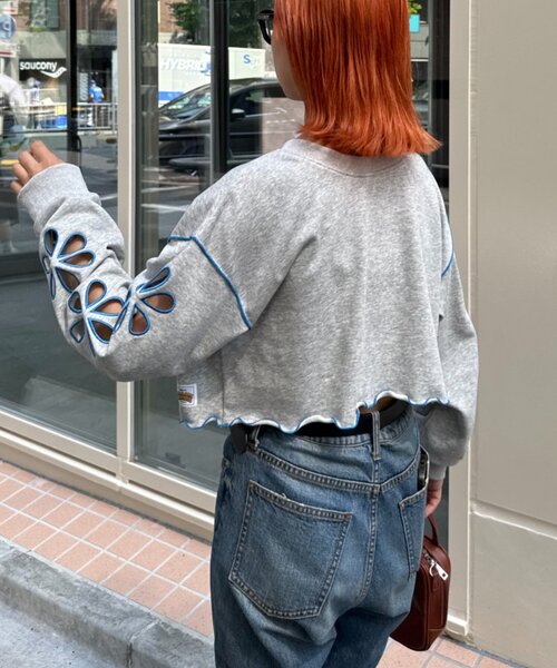 HELLO.SANFRANCISCO(ハローサンフランシスコ)の「【HELLO.SANFRANCISCO/ハローサンフランシスコ】2WAYフラワーカットスウェットカーデ(スウェット・レディース・グレー/チャコールグレー/オレンジ/パープル・ONE SIZE)」の15枚目の写真