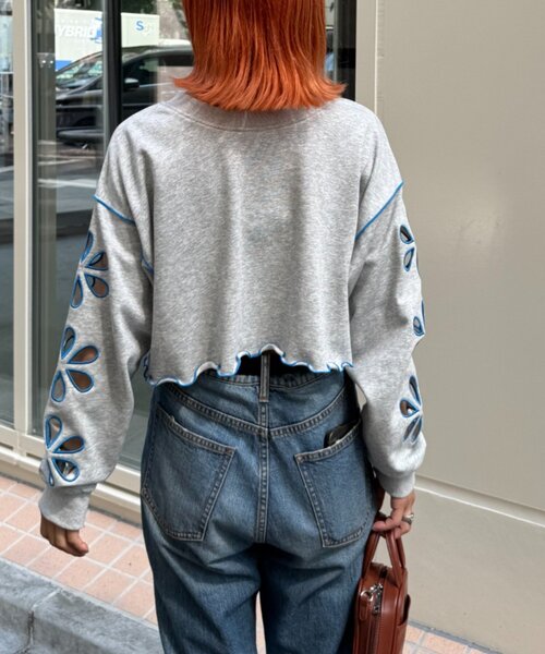 HELLO.SANFRANCISCO(ハローサンフランシスコ)の「【HELLO.SANFRANCISCO/ハローサンフランシスコ】2WAYフラワーカットスウェットカーデ(スウェット・レディース・グレー/チャコールグレー/オレンジ/パープル・ONE SIZE)」の16枚目の写真