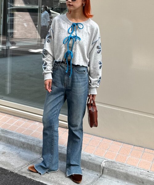 HELLO.SANFRANCISCO(ハローサンフランシスコ)の「【HELLO.SANFRANCISCO/ハローサンフランシスコ】2WAYフラワーカットスウェットカーデ(スウェット・レディース・グレー/チャコールグレー/オレンジ/パープル・ONE SIZE)」の17枚目の写真