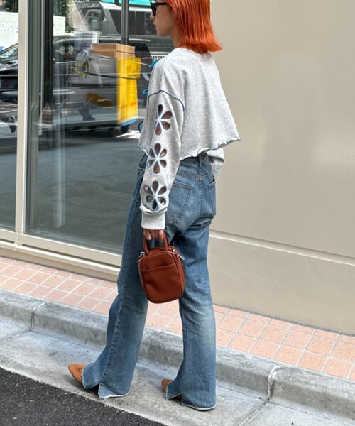 HELLO.SANFRANCISCO(ハローサンフランシスコ)の「【HELLO.SANFRANCISCO/ハローサンフランシスコ】2WAYフラワーカットスウェットカーデ(スウェット・レディース・グレー/チャコールグレー/オレンジ/パープル・ONE SIZE)」の18枚目の写真