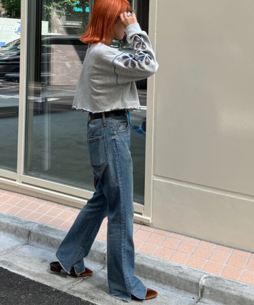 HELLO.SANFRANCISCO(ハローサンフランシスコ)の「【HELLO.SANFRANCISCO/ハローサンフランシスコ】2WAYフラワーカットスウェットカーデ(スウェット・レディース・グレー/チャコールグレー/オレンジ/パープル・ONE SIZE)」の19枚目の写真