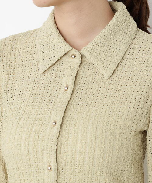 PROPORTION BODY DRESSING(プロポーションボディドレッシング)の「<ハンドウォッシャブル>アイレットレースシャツ / 1215260902(Tシャツ/カットソー・レディース・ブラック/ホワイト系その他/イエロー・FREE)」の7枚目の写真