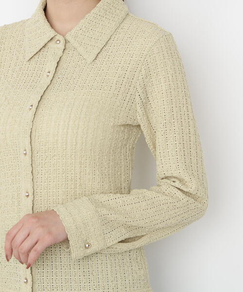 PROPORTION BODY DRESSING(プロポーションボディドレッシング)の「<ハンドウォッシャブル>アイレットレースシャツ / 1215260902(Tシャツ/カットソー・レディース・ブラック/ホワイト系その他/イエロー・FREE)」の6枚目の写真