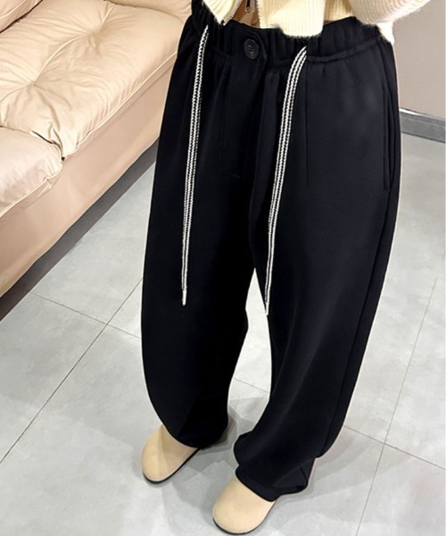 kirakiraShop(キラキラショップ)の「裏起毛 ワイド スウェット パンツ(スラックス・レディース・オートミール/グレー/ブラック/イエロー・S/M/L/XL)」の13枚目の写真