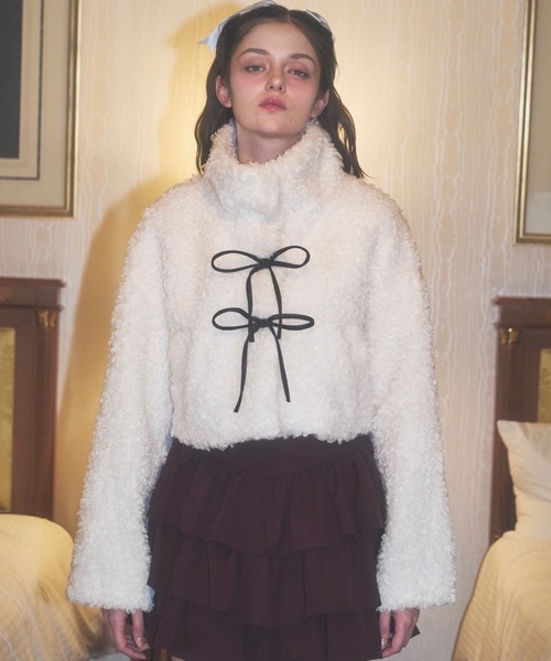 プードルファーリボンコート（その他アウター）｜Lovilyn（ラヴィリン