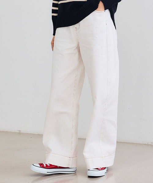 CROSS FUNCTION（クロスファンクション）の「《撥水》FRESH DENIM デニムワイドバギーパンツ【CROSS FUNCTION/クロスファンクション】（デニムパンツ・レディース・ホワイト/ネイビー/サックスブルー・TLL/TL/TM/LL/L/M）」の2枚目の写真