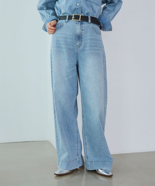 CROSS FUNCTION（クロスファンクション）の「《撥水》FRESH DENIM デニムワイドバギーパンツ【CROSS FUNCTION/クロスファンクション】（デニムパンツ・レディース・ホワイト/ネイビー/サックスブルー・TLL/TL/TM/LL/L/M）」の3枚目の写真