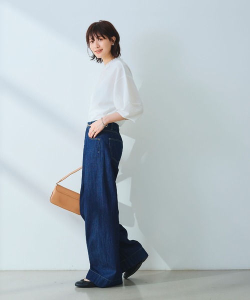 CROSS FUNCTION（クロスファンクション）の「《撥水》FRESH DENIM デニムワイドバギーパンツ【CROSS FUNCTION/クロスファンクション】（デニムパンツ・レディース・ホワイト/ネイビー/サックスブルー・TLL/TL/TM/LL/L/M）」の22枚目の写真