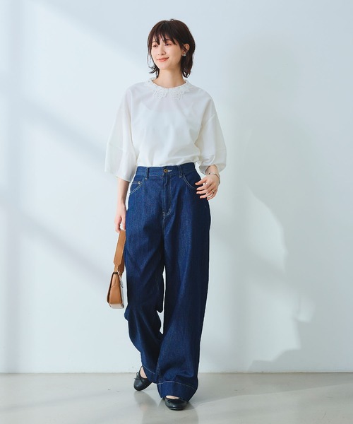 CROSS FUNCTION（クロスファンクション）の「《撥水》FRESH DENIM デニムワイドバギーパンツ【CROSS FUNCTION/クロスファンクション】（デニムパンツ・レディース・ホワイト/ネイビー/サックスブルー・TLL/TL/TM/LL/L/M）」の20枚目の写真