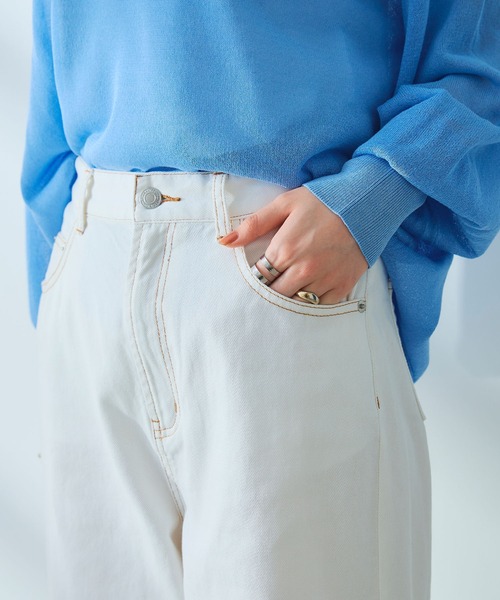 CROSS FUNCTION（クロスファンクション）の「《撥水》FRESH DENIM デニムワイドバギーパンツ【CROSS FUNCTION/クロスファンクション】（デニムパンツ・レディース・ホワイト/ネイビー/サックスブルー・TLL/TL/TM/LL/L/M）」の9枚目の写真