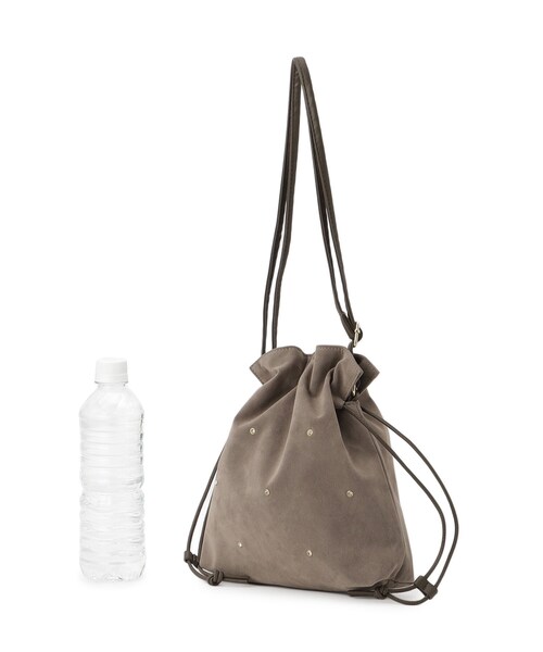 grove（グローブ）の「スタッズスエード調巾着ショルダー（ショルダーバッグ・レディース・ナチュラル/ブラック/ボルドー・00）」の12枚目の写真