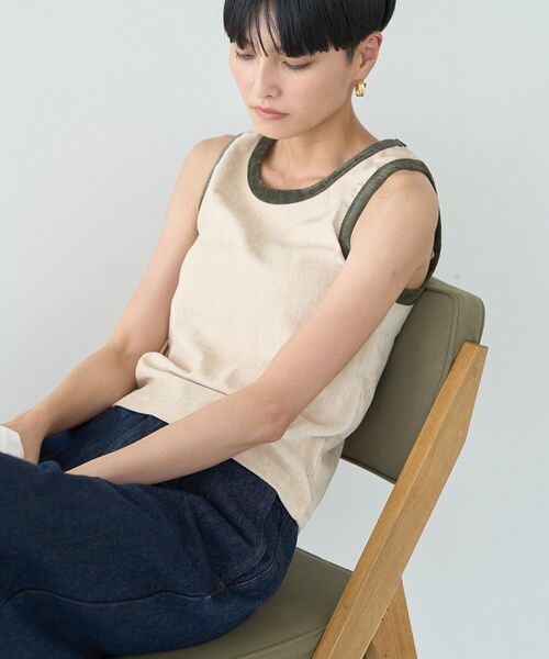 AMERICAN HOLIC（アメリカンホリック）の「配色ベロアタンクトップ（タンクトップ・レディース・チャコールグレー/ホワイト系その他2・L/M）」の8枚目の写真