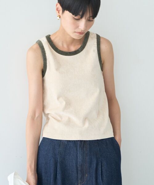 AMERICAN HOLIC（アメリカンホリック）の「配色ベロアタンクトップ（タンクトップ・レディース・チャコールグレー/ホワイト系その他2・L/M）」の9枚目の写真