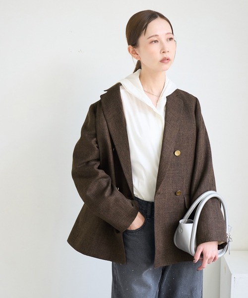 新品タグ付き ROPE’ PICNIC スリートーンツイードジャケット ブラウン ロペピクニック ROPE' PICNIC スリートーンツイードジャケット