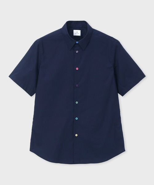 PS Paul Smith(ピーエスポールスミス)の「マルチカラーボタン 半袖シャツ / 553114 619PNC(シャツ/ブラウス・メンズ・ネイビー・SMALL/MEDIUM/LARGE/X-LARGE/XX-LARGE)」の1枚目の写真