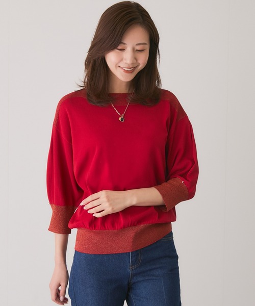 Jayro(ジャイロ)の「7分袖パフスリーブニットプルオーバー(Tシャツ/カットソー・レディース・ネイビー/グレー/ブラック/ホワイト系その他/レッド・M)」の14枚目の写真