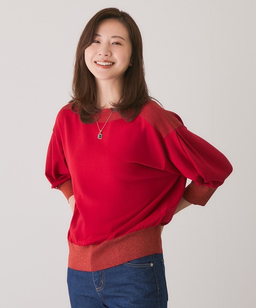 Jayro(ジャイロ)の「7分袖パフスリーブニットプルオーバー(Tシャツ/カットソー・レディース・ネイビー/グレー/ブラック/ホワイト系その他/レッド・M)」の16枚目の写真