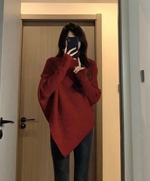 アシンメトリー ドルマンシルエットニット