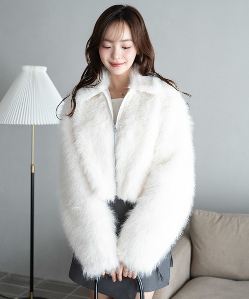 セール】【25年秋冬新作】フェイクファーコート/ ブルゾン/ ショート丈