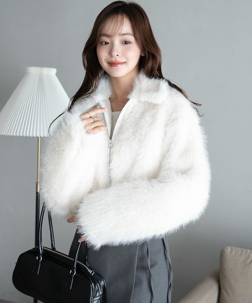 セール】【25年秋冬新作】フェイクファーコート/ ブルゾン/ ショート丈